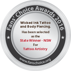 Wicked Ink Tattoo and Body Piercing. - Award Winner Badge