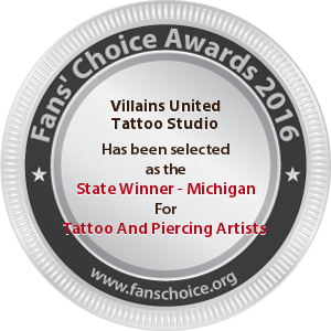 Villains United Tattoo Studio - Award Winner Badge